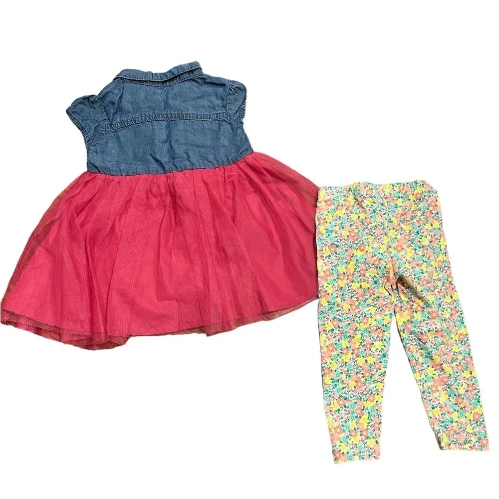 Girls 6-9 month tulle dress and floral leggings